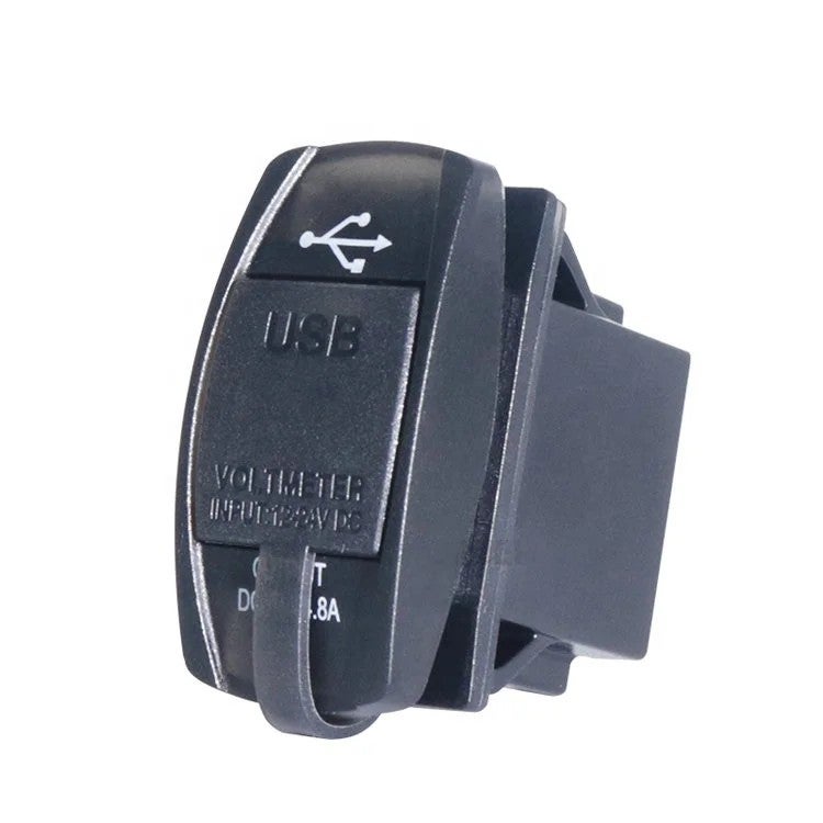 Y&D Universal Rocker Switch USB Car Charger - Dual 4.8A USB Power Socket & 12V Outlet for Automobile Rocker Panels - Image 3